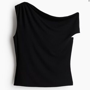 H&M Divided Twist-Detail One-Shoulder Top in black
